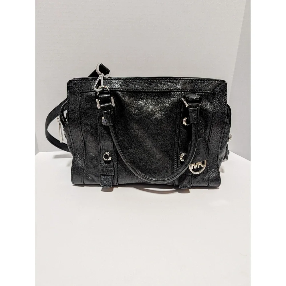 Michael Michael Kors Bedford Designer Black Leather Satchel‎ Crossbody Handbag